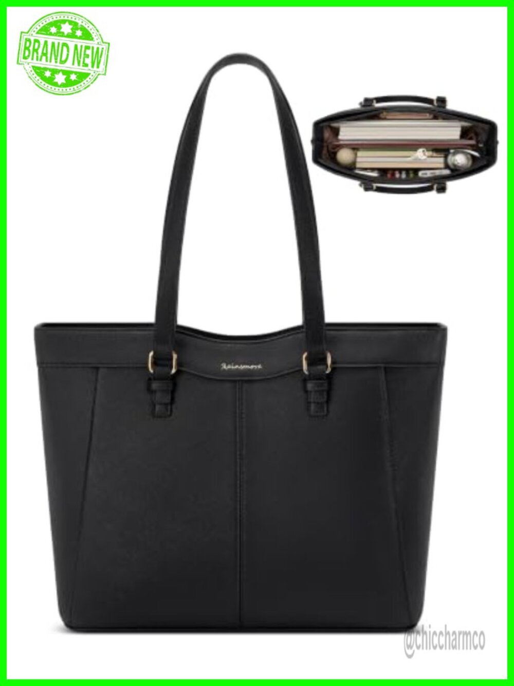 Large Waterproof PU Leather Tote Bag for Women Work Laptop